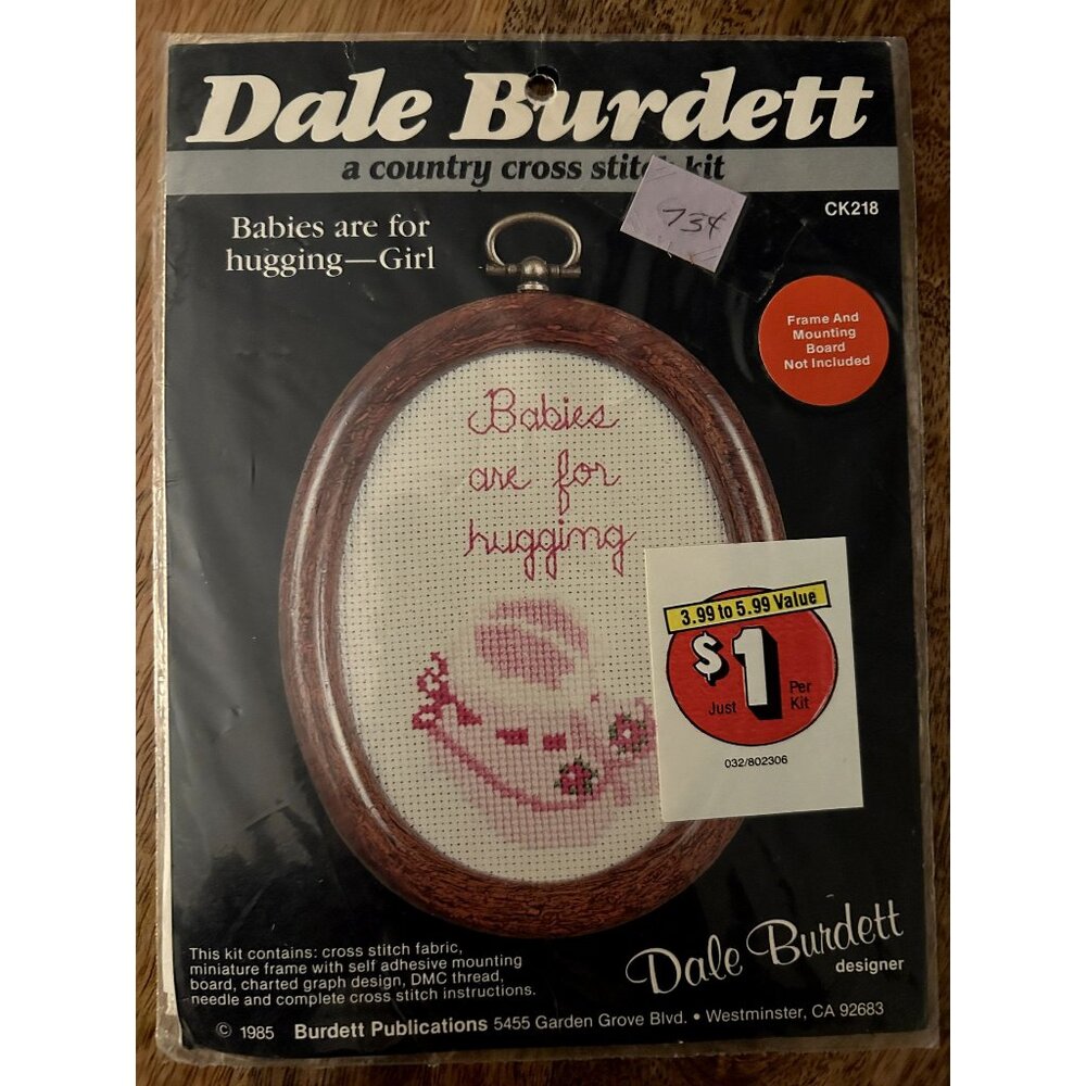 Vintage Dale Burdett Cross Stitch Babies Are For Hugging Girl CK 218  NOS
